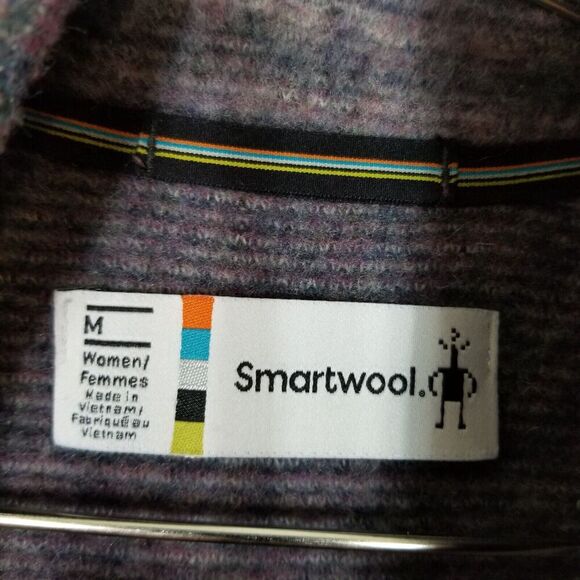 Smartwool Women Hudson Trail Fleece Anorak Jacket Sz M Purple Zip Up Wool  Blend - Picture 5 of 6